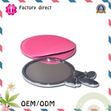 PU Cover Embossed Logo Cosmetic Mirror, Make up Mirror for Promotion